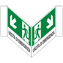 bifacciale a V: uscita di emergenza  in basso a sinistra e a destra