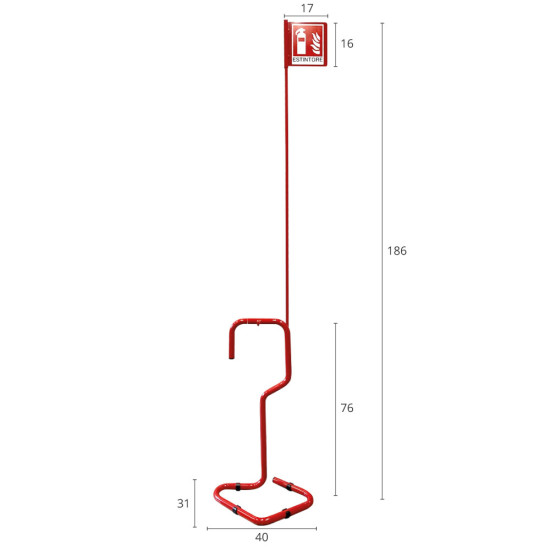 Piantana porta estintore universale completa di segnalatore a bandiera