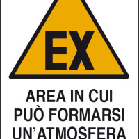 Cartello ADR2407.G – Segnale Pericolo Atmosfera Esplosiva, 340x230 Mm, Vinile Semirigido