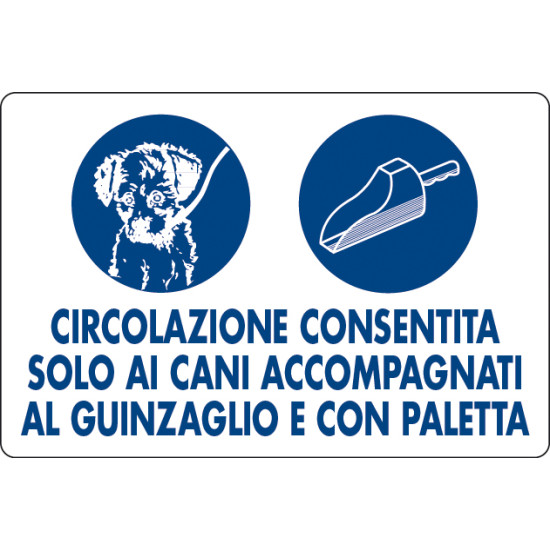Circolazione consentita solo ai cani accompagnati con guinzaglio e paletta