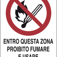 TARGA SEGNALETICA LUCE aperta fuoco vietato fumare 42 cm x 42 cm EUR 15