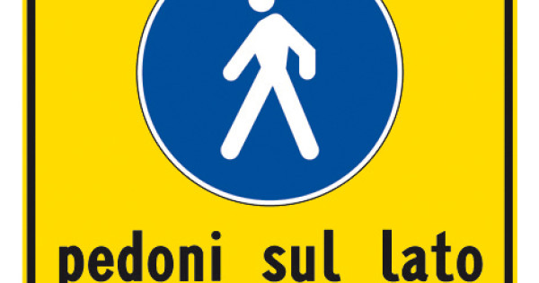 CARTELLO PEDONI A SINISTRA IN POLIONDA 48x68 cm CARTELLO PEDONI A SINISTRA IN POLIONDA 48x68 cm