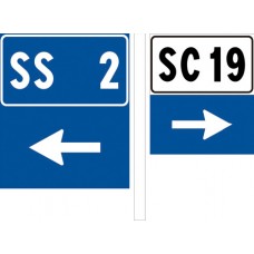 Numeri identificazione strada statale + freccia e strada comunale + freccia con funzione di direzione