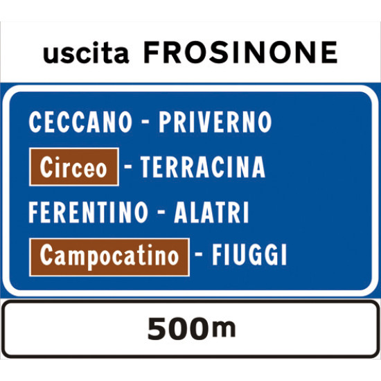 Segnale di itinerario extraurbano